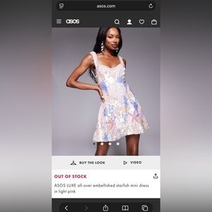 ASOS LUXE all-over embellished starfish mini dress in light pink